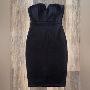 Xtraordinary Strapless Midi Little Black Dress. Size 7